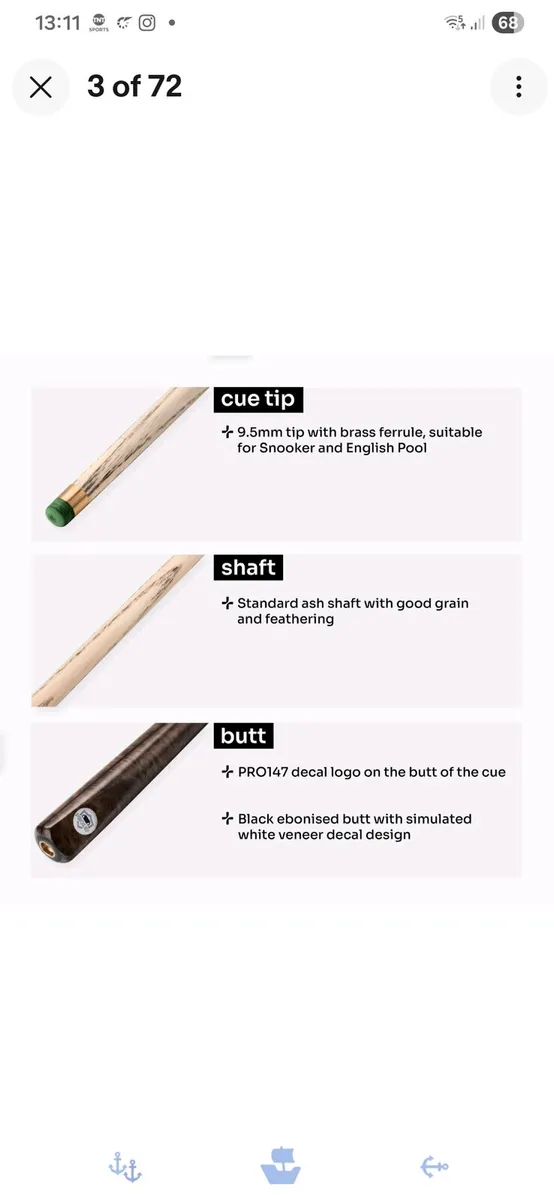 4 piece snooker/pool Cue Set - Image 2