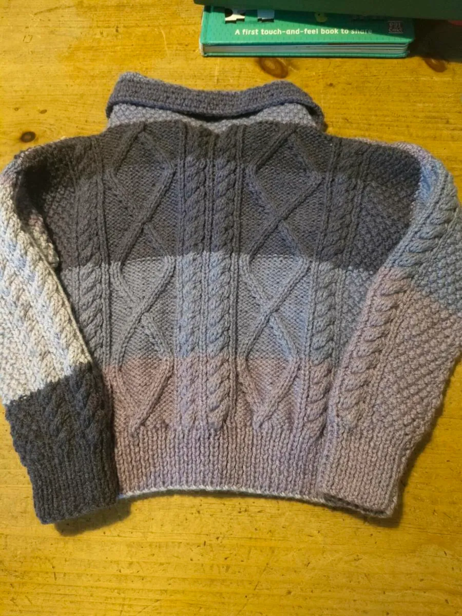 Boys Handkitted Aran Cardigan. Newly knitted.match - Image 2