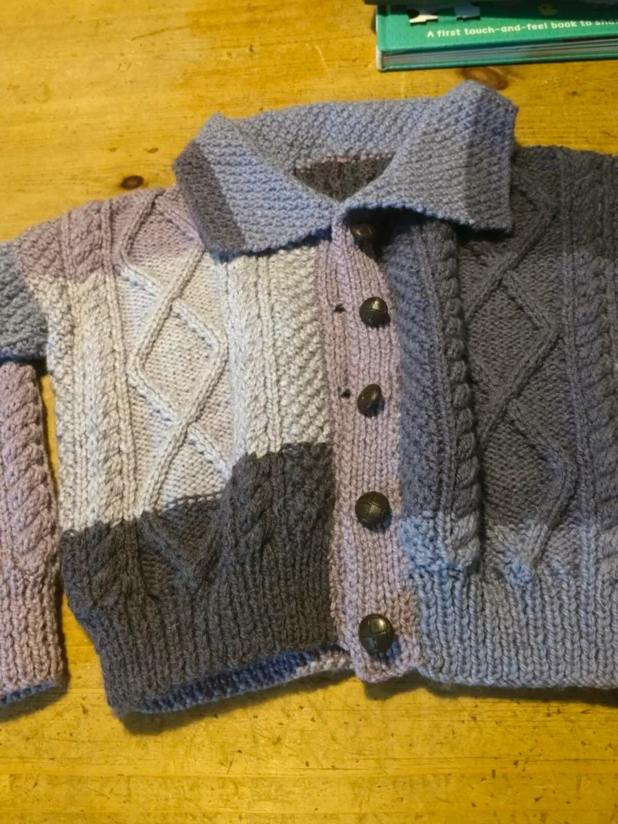 Boys Handkitted Aran Cardigan. Newly knitted.match - Image 4