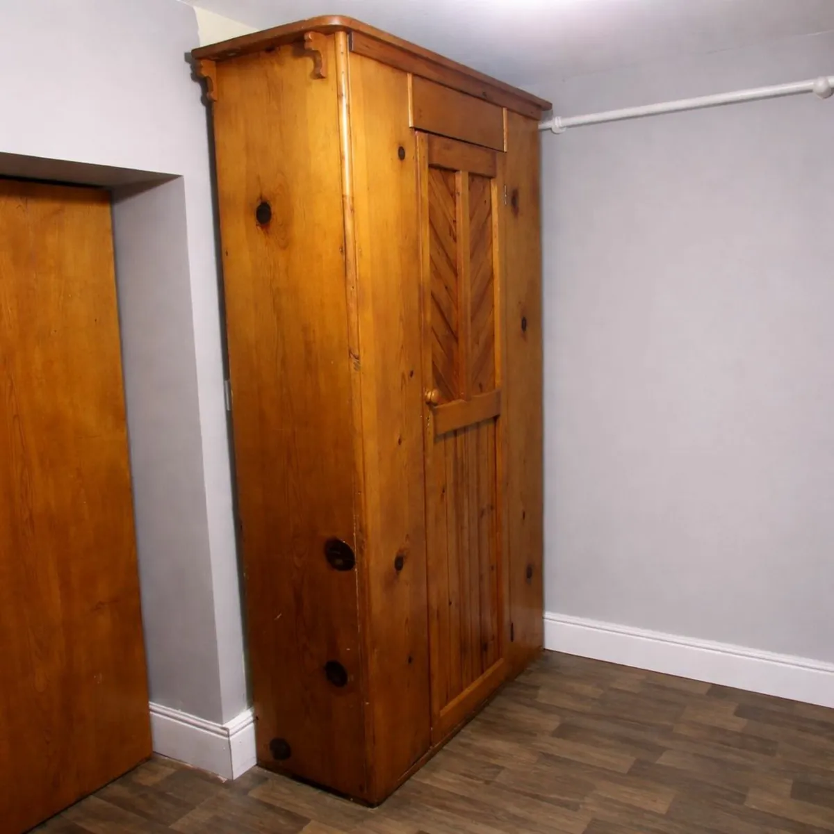 Large Solid Wood Cupboard Antique Storage Cabinet - Image 3