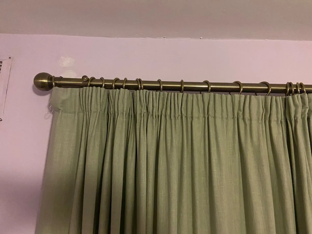 Sage linen blend M&S Curtains and curtain pole - Image 4