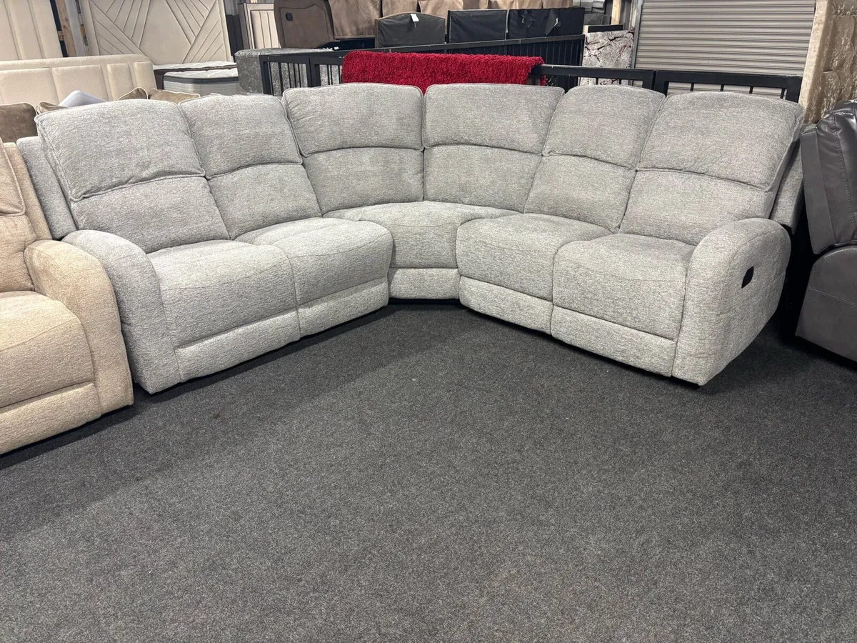 New Grey Fabric Paris Recliner Sofa - Image 1