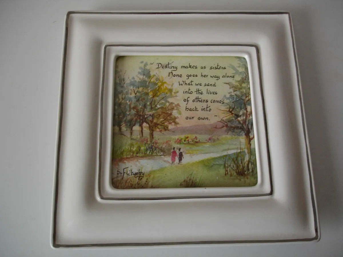 Porcelain Framed Sister Watercolour Picture Script - Image 1