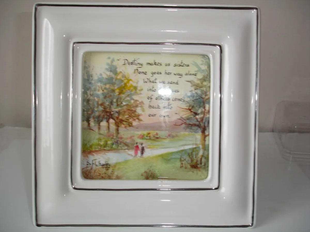 Porcelain Framed Sister Watercolour Picture Script - Image 4