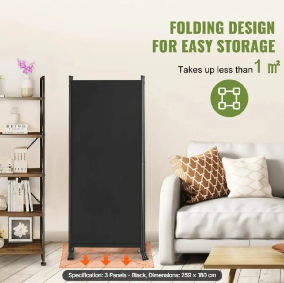 Room Divider, 3 Panel Room Dividers and Folding - Image 4