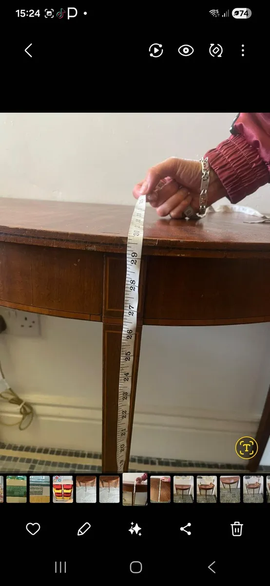 Demi lune mahogony console table - Image 2