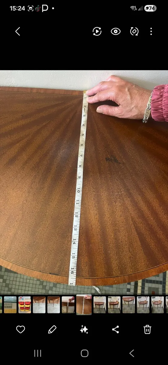 Demi lune mahogony console table - Image 3