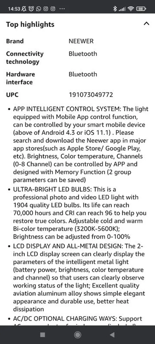 Neewer Professional 1904 LED Video Light with Intelligent Control System - Image 2