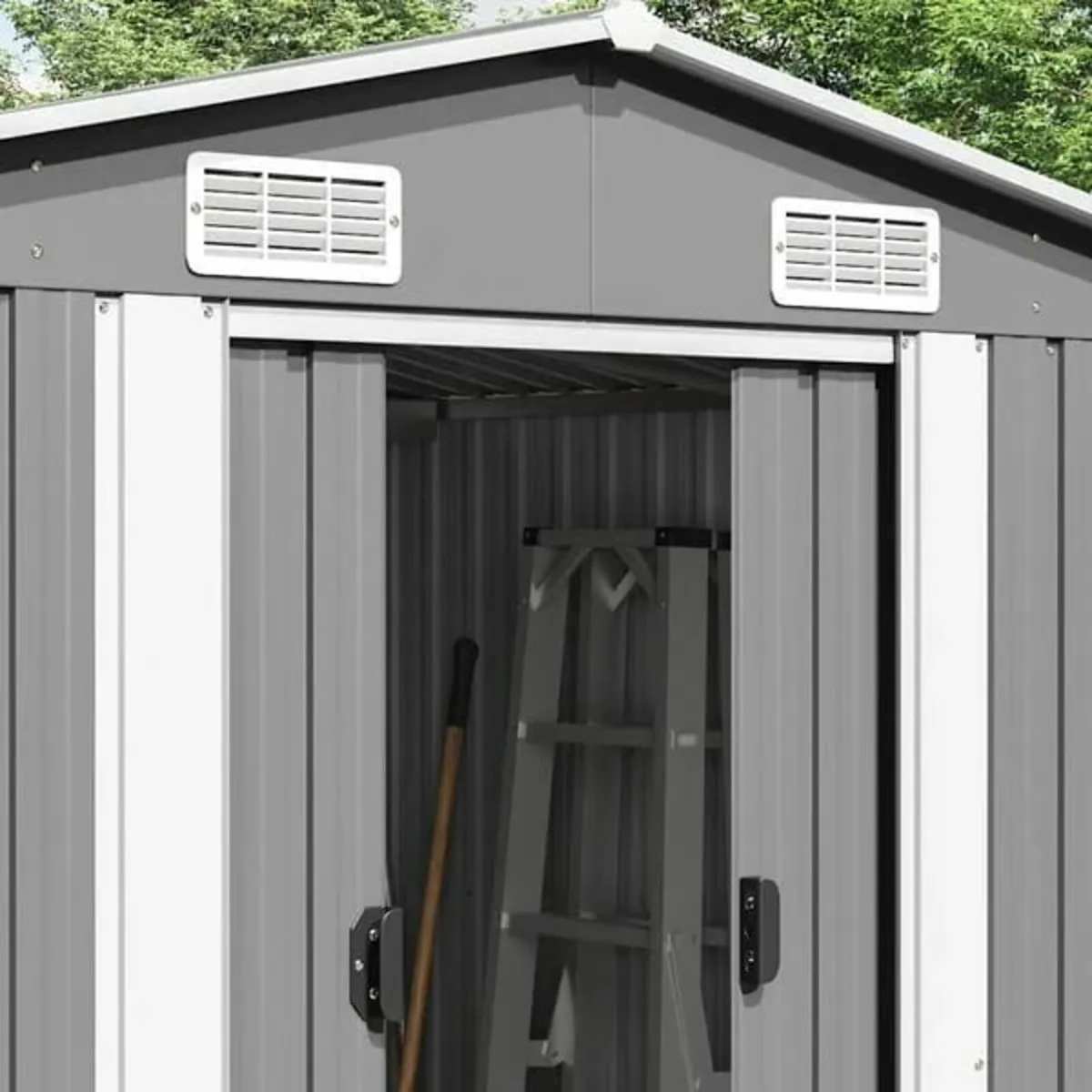 Garden Shed Grey 257x990x181 cm Galvanised steel - Image 3