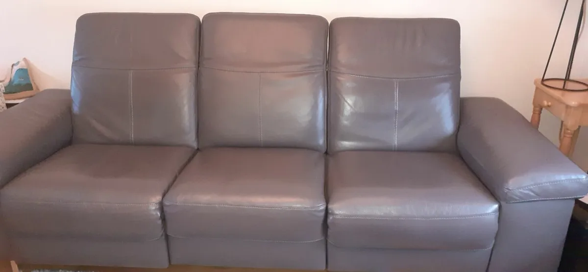 Leather reclining 3-seat sofa - Image 2