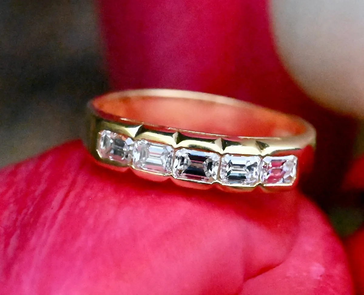 Vintage Italian Emerald Cut Diamond Eternity Ring - Image 1