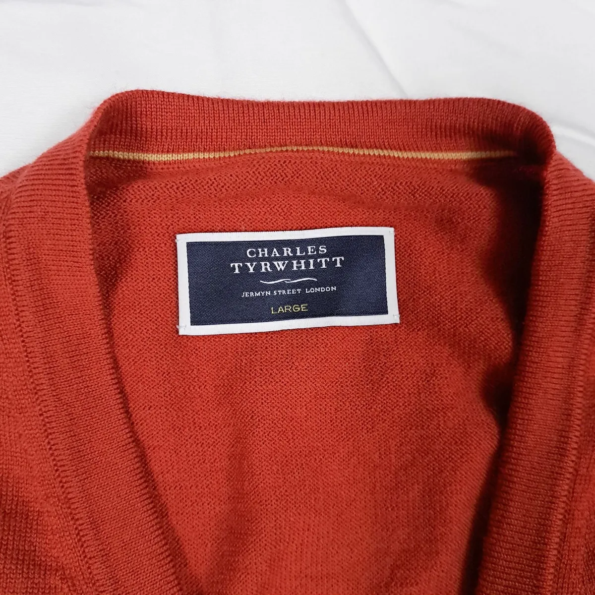 Charles Tyrwhitt Orange 100% Wool Vest Gilet L - Image 3