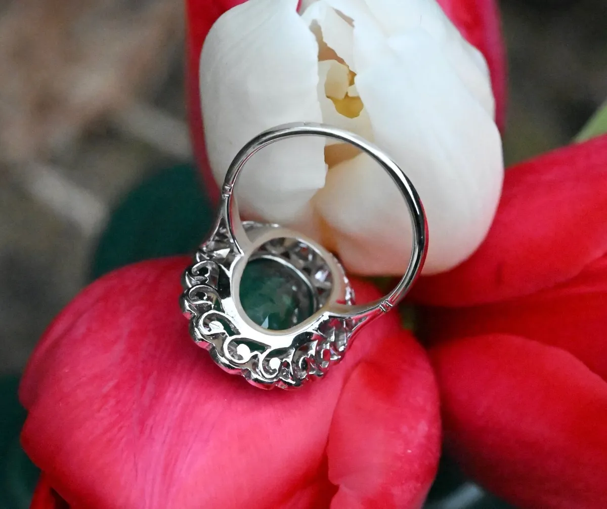 Vintage 1950s Emerald & Diamond Ring - 18ct - Image 4
