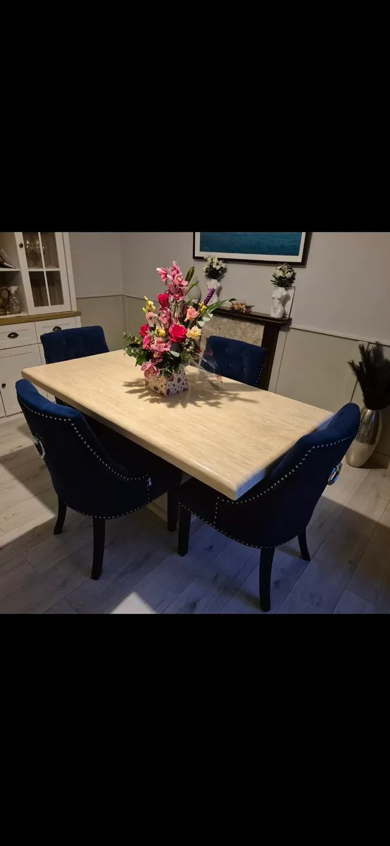 Marble Dining Table & 4 chairs - Image 1