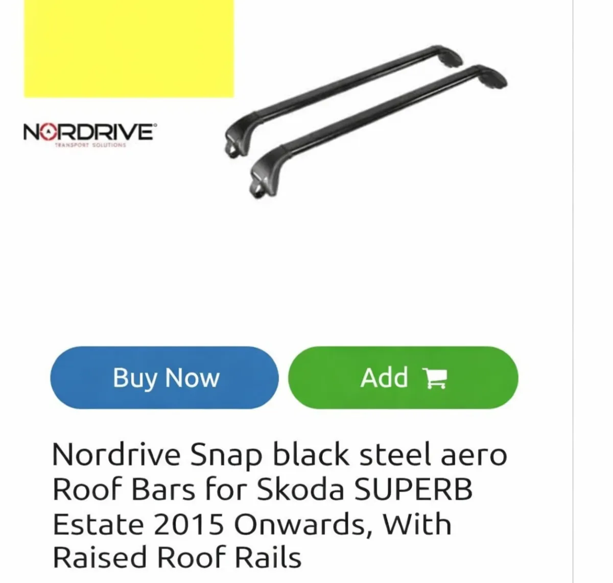 Nordrive Aero Roofbars Skoda Superb Estate - Image 3