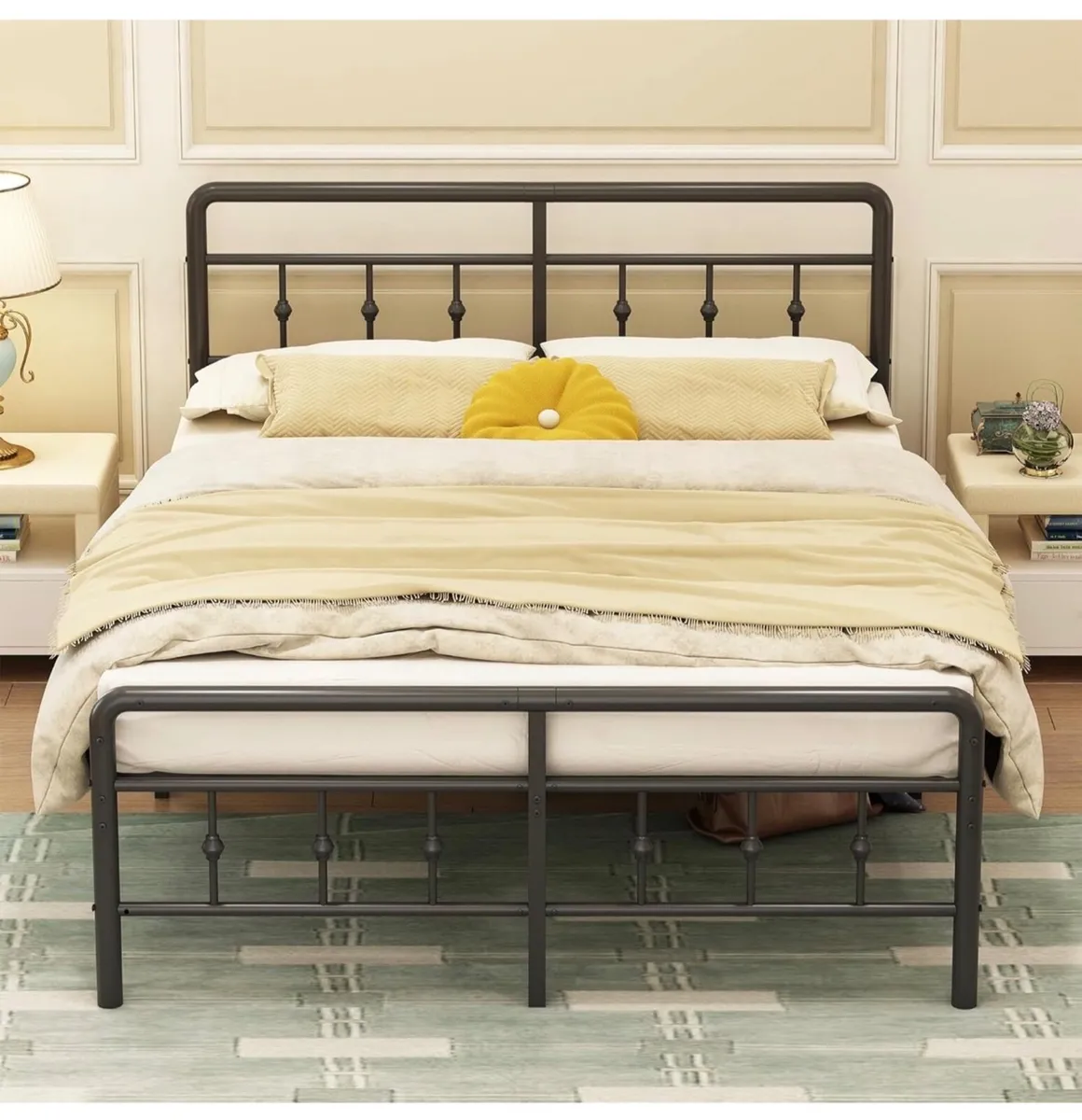 King Size Bed Frame with Victorian Headboard and F - Image 1