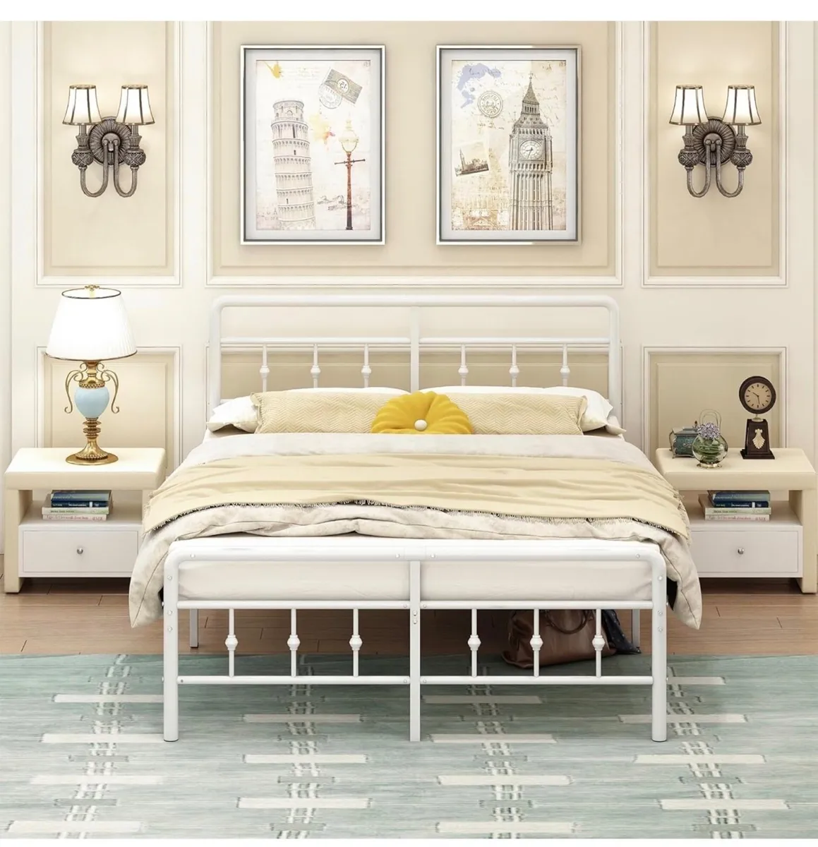 King Size Bed Frame with Victorian Headboard and F - Image 1