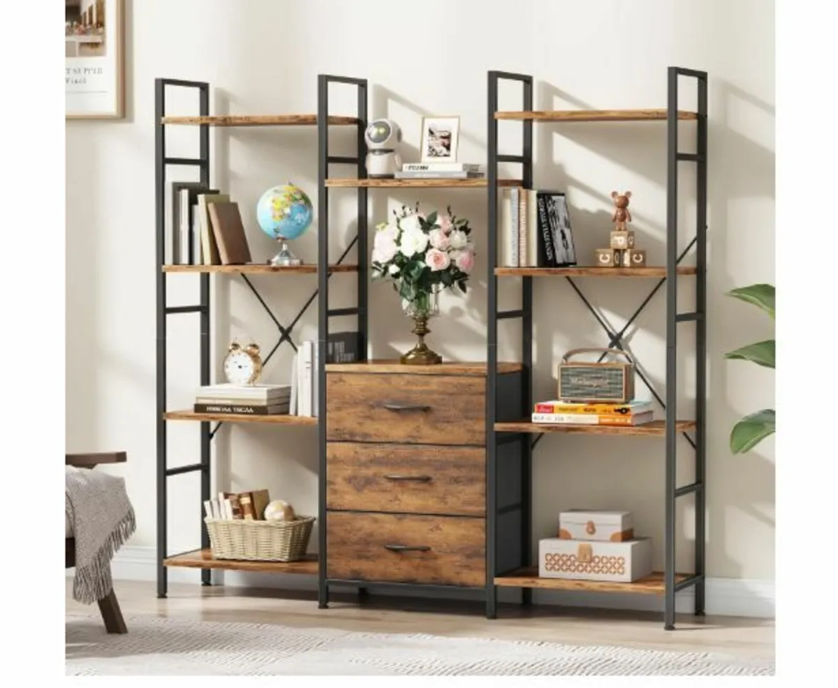 100 W x 142 cm Bookcase with 4 Fabric Drawers - Image 3