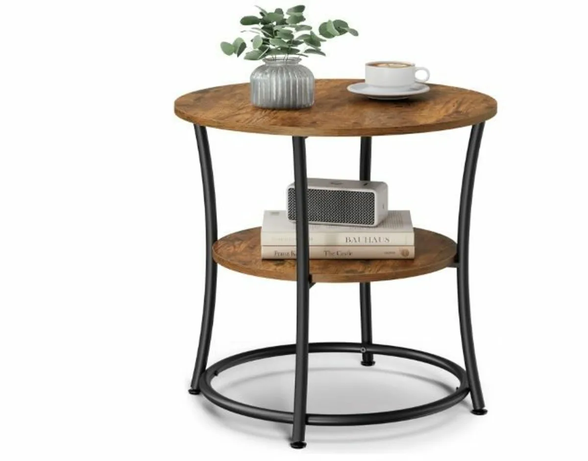 round side table with 2 shelves - Image 1
