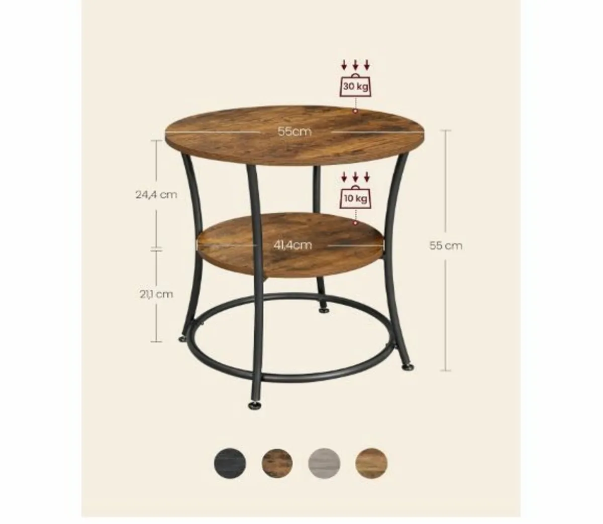 round side table with 2 shelves - Image 3