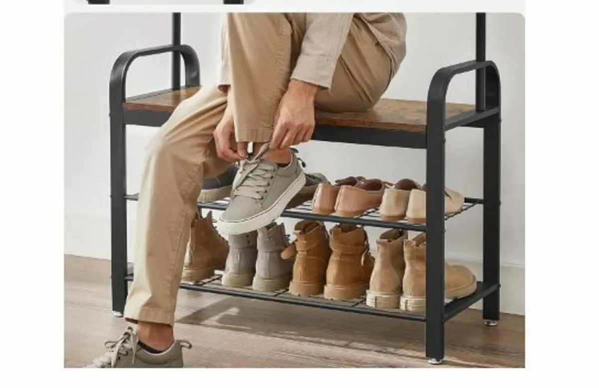 Coat Rack with Removable Hooks Bench - Image 2