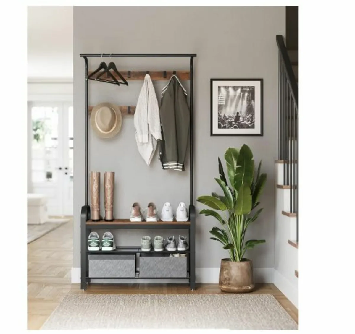 Coat Rack with Removable Hooks Bench - Image 4