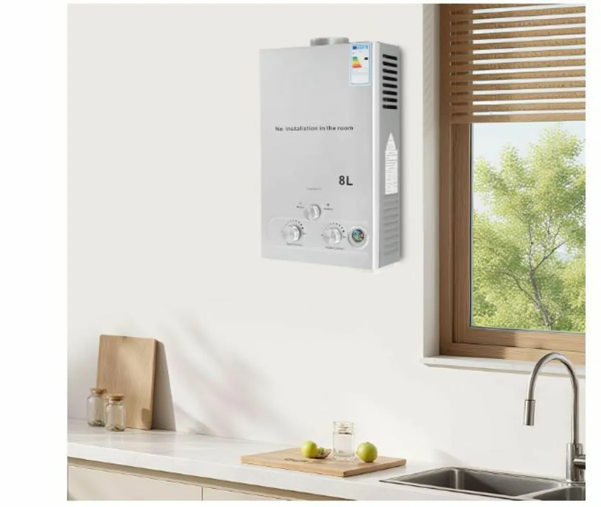 Gas Instantaneous Water Heater 8 L, 18 KW LPG Gas - Image 2