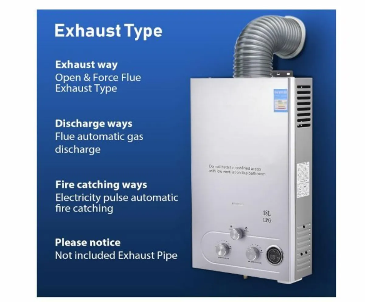 18L Gas Instantaneous Water Heater, 32 KW LPG - Image 4