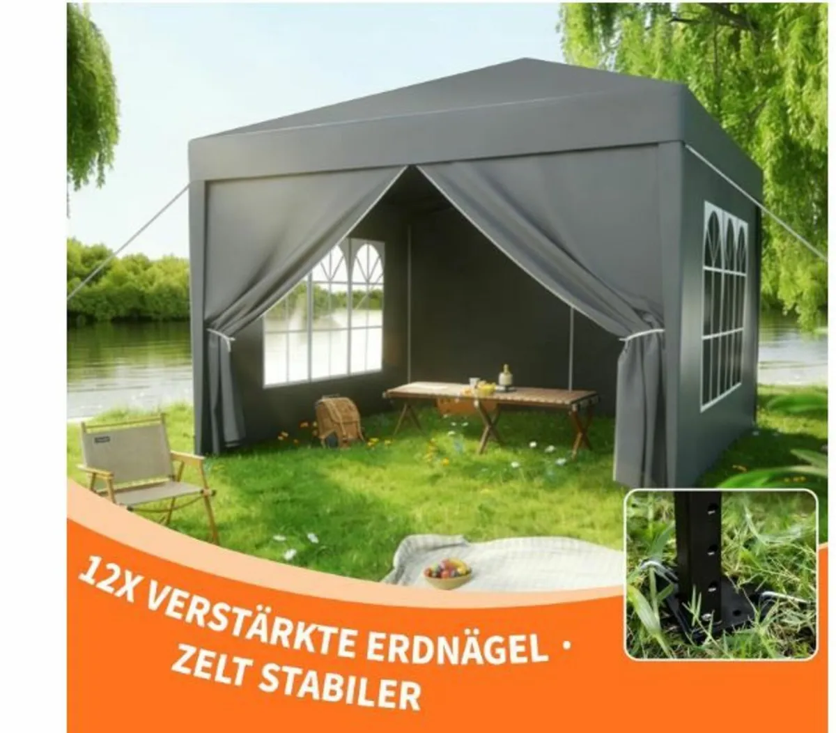 3 x 3 m Garden Folding Gazebo with Carry Bag - Image 4