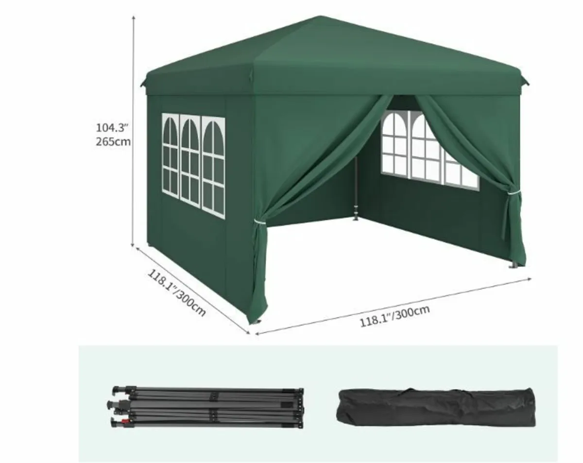 3 x 3 m Pop Up Gazebo with 4 Side Panels - Image 2