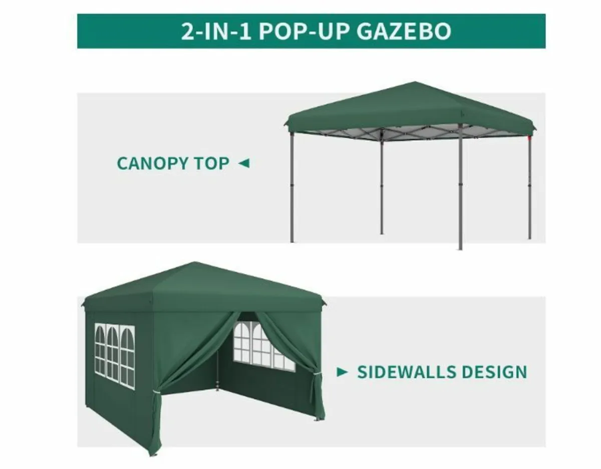 3 x 3 m Pop Up Gazebo with 4 Side Panels - Image 3