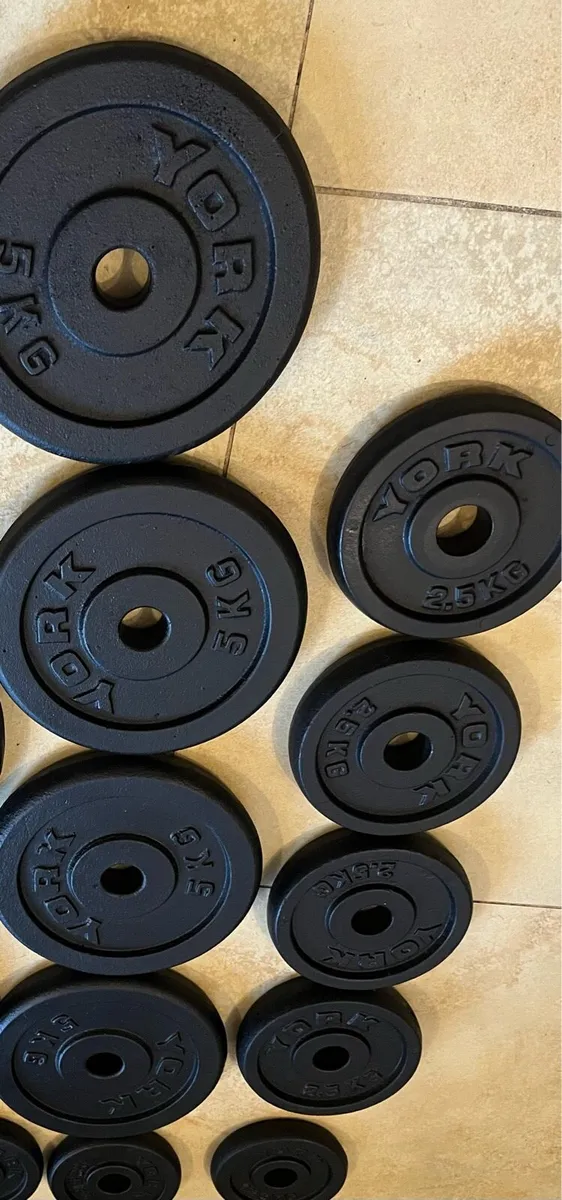 39.5kg cast iron York weight set standard 1” - Image 4