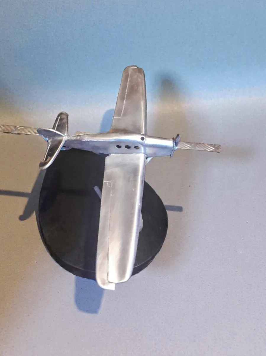 1970s chrome aeroplane model on stand - Image 3