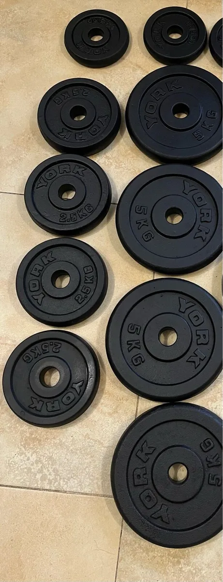 39.5kg cast iron York weight set standard 1” - Image 2
