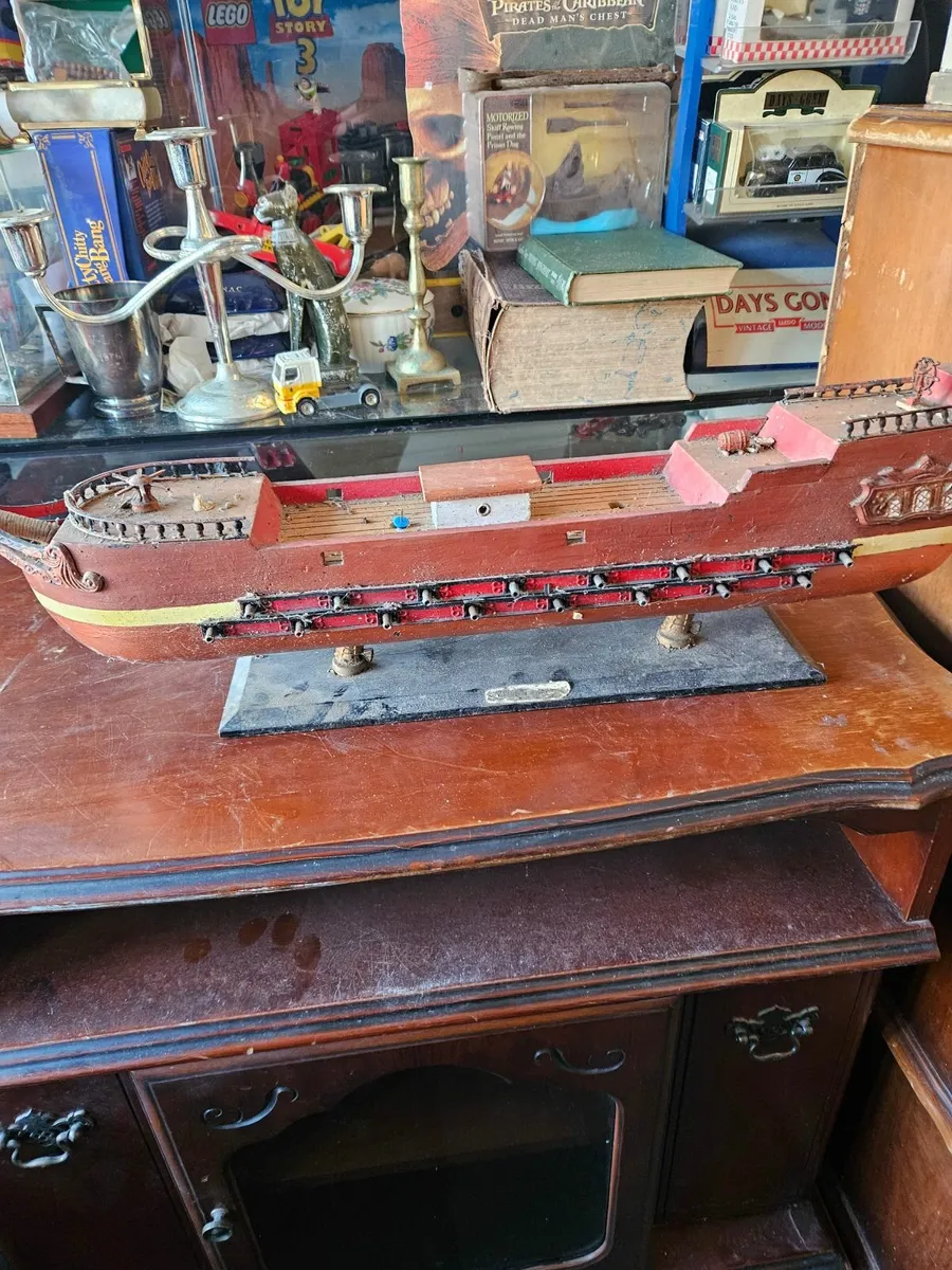 Vintage Handmade Model Sailing Ship - Image 2