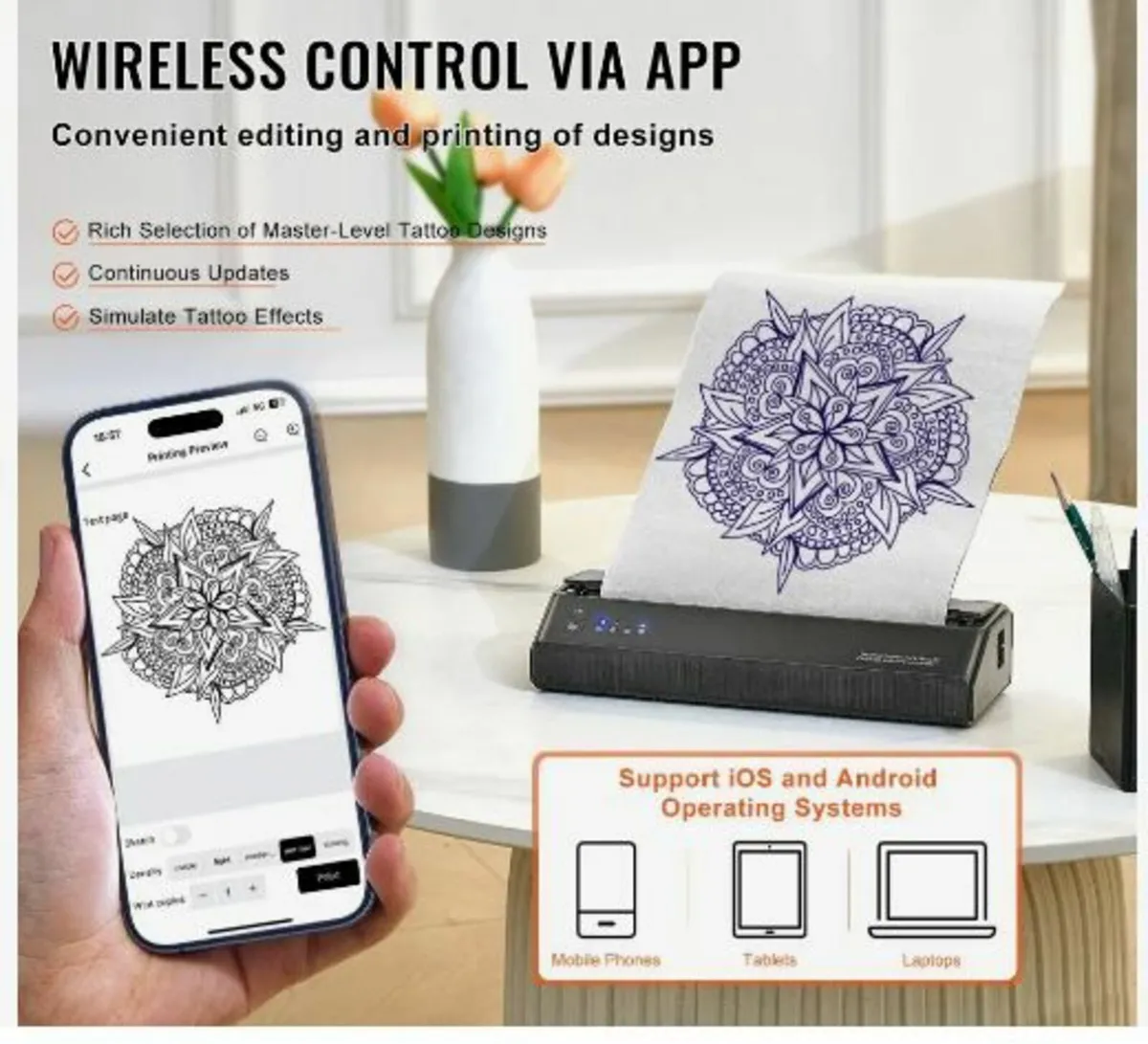 Tattoo Transfer Stencil Printer, Wireless Bluetoo - Image 3