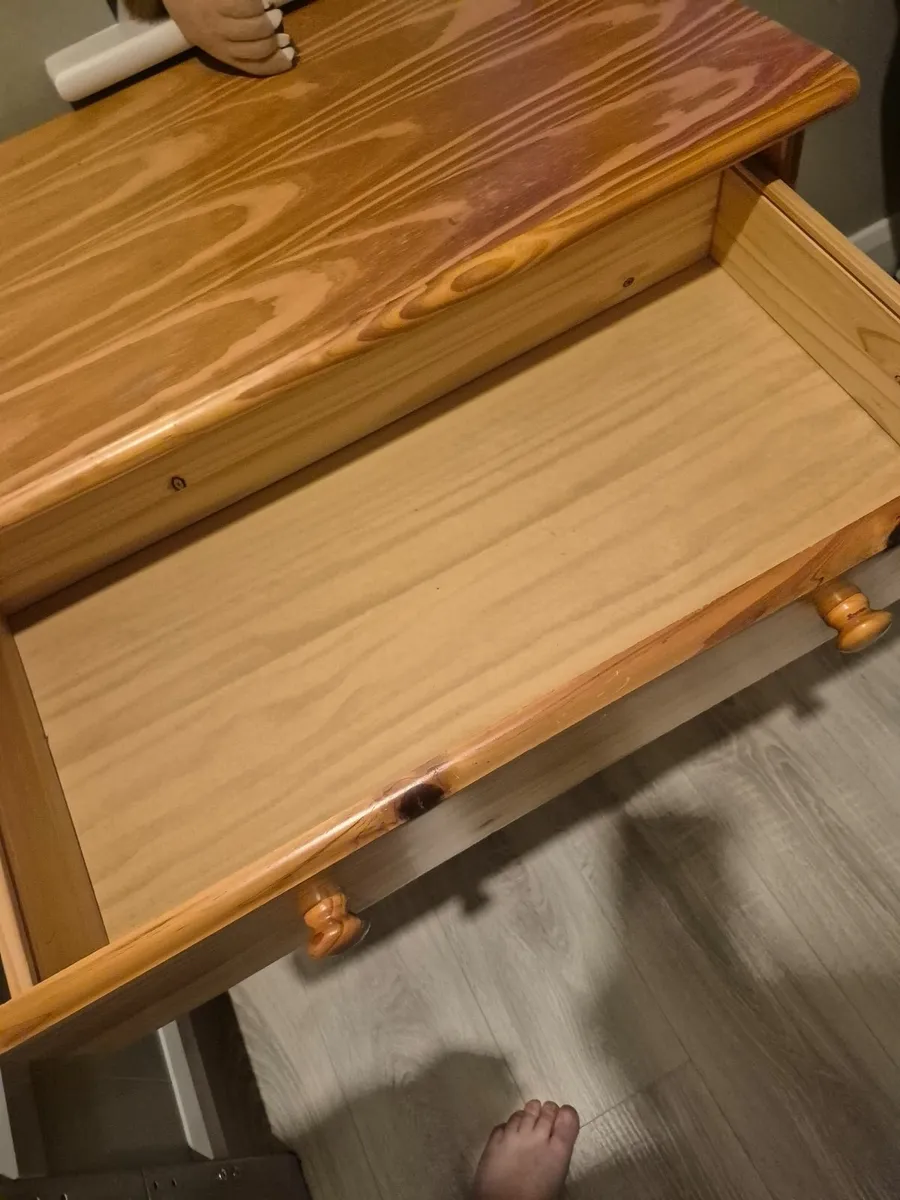 Solid pine wardrobe, dresser and bedside locker - Image 1