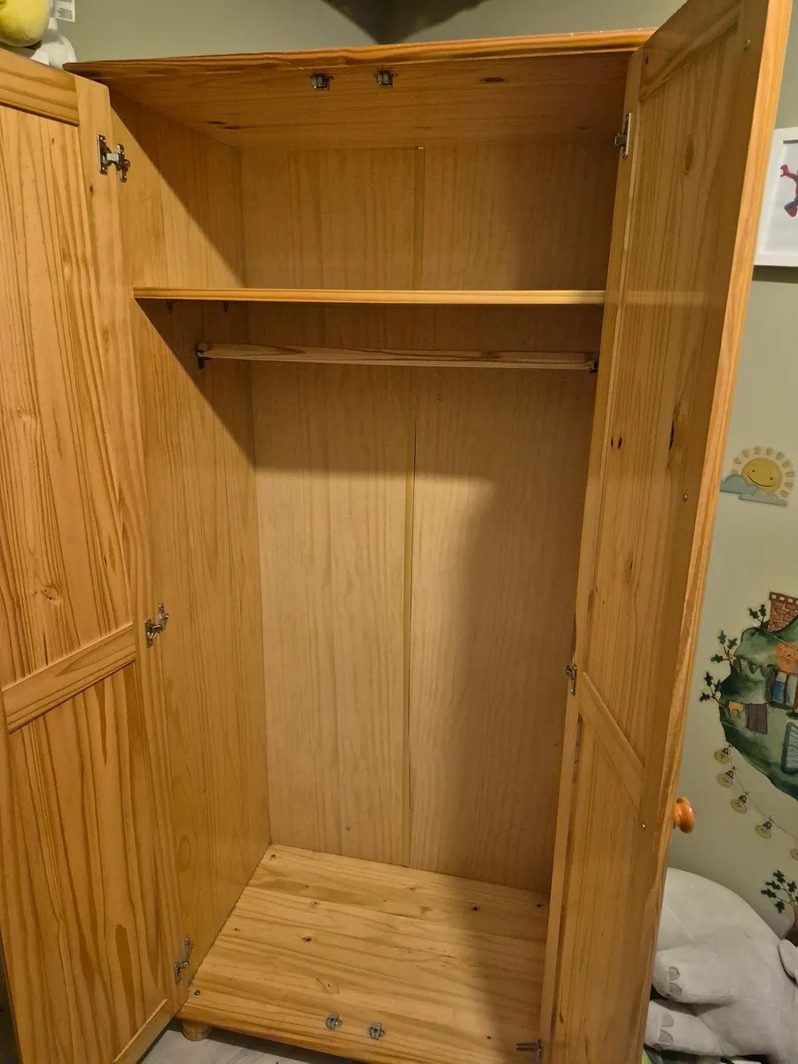 Solid pine wardrobe, dresser and bedside locker - Image 4
