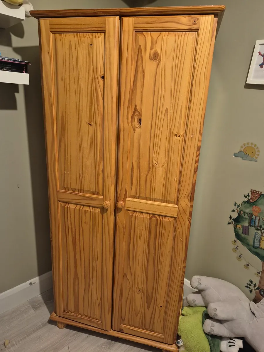 Solid pine wardrobe, dresser and bedside locker - Image 3
