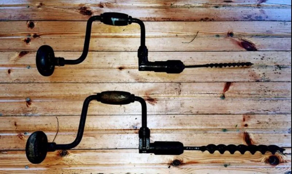 Two vintage hand drills
