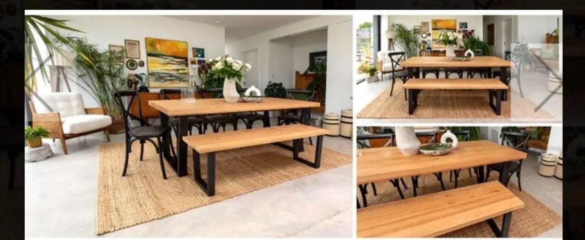 Oak Kitchen table & bench - Image 4