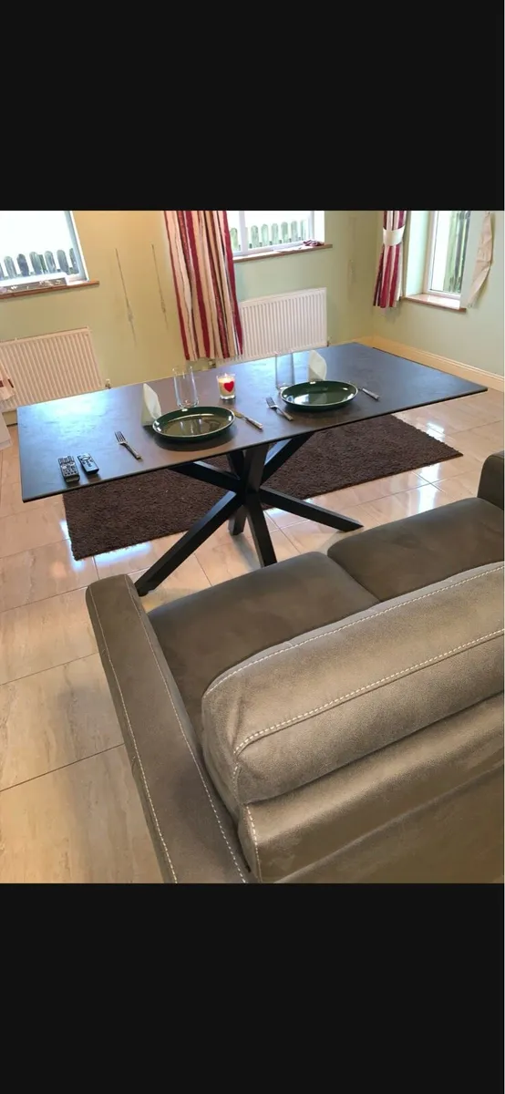 Harvey Norman Slate Dining Table and Velvet Chairs - Image 2