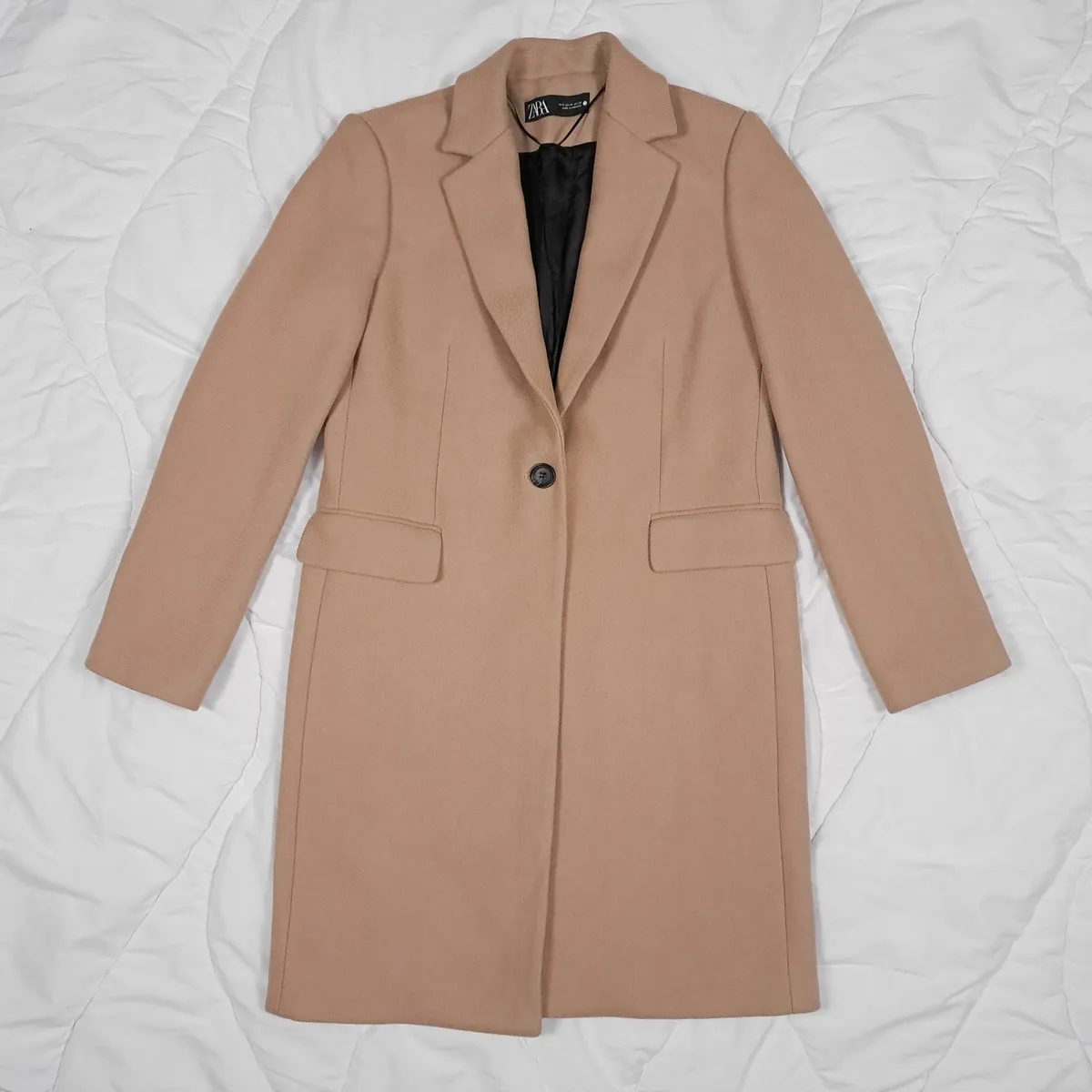Zara Camel Tan Beige Single Button Zara Coat M - Image 4