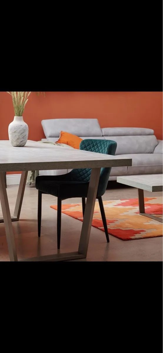 Harvey Norman Slate Dining Table and Velvet Chairs - Image 4