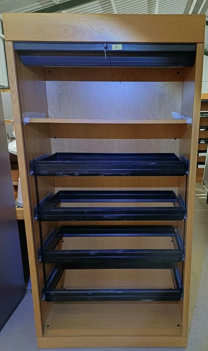 1.98m Tall Wooden Roller Door Cabinets - Image 3