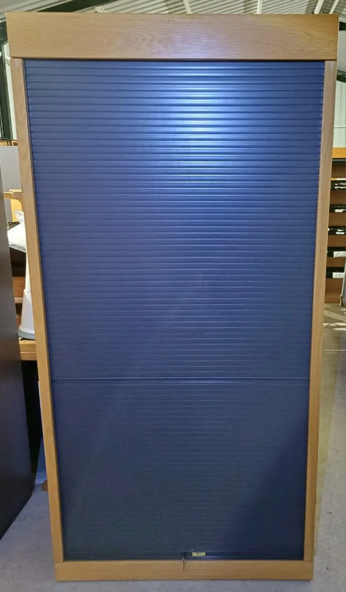 1.98m Tall Wooden Roller Door Cabinets - Image 1
