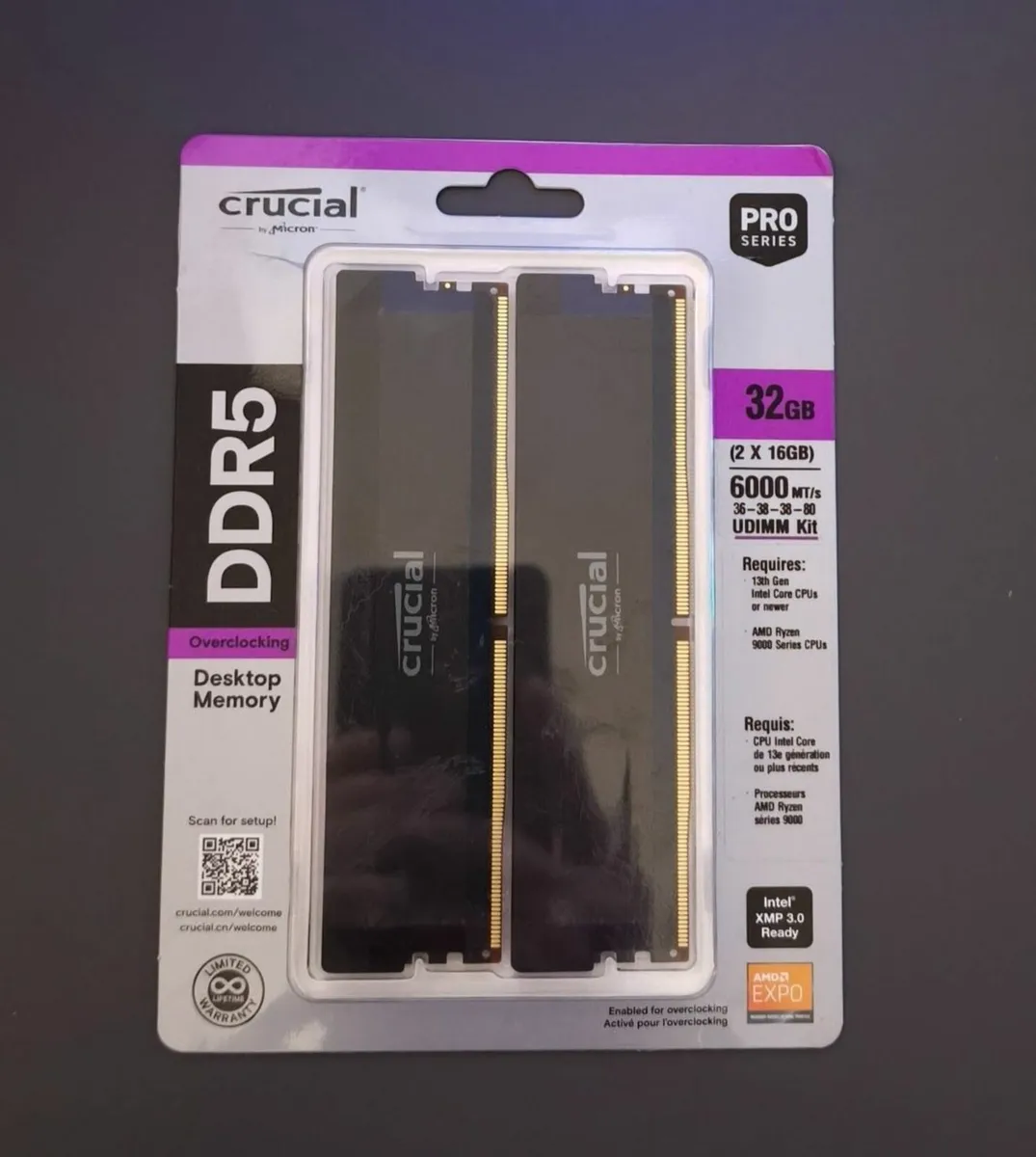 NEW Sealed Crucial Pro DDR5 32GB (2x16GB) 6000MHz - Image 1