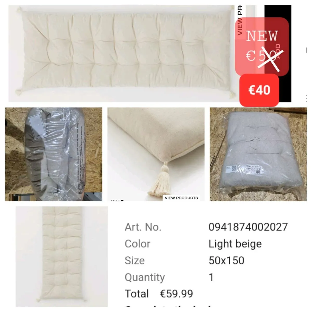 Long bench cushion - Image 1