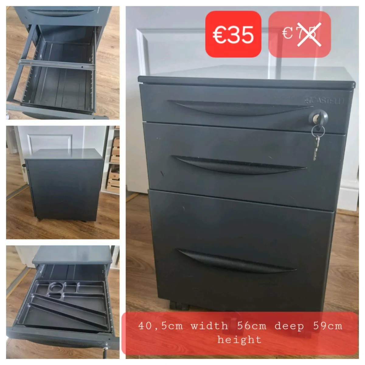 Under desk metal cabinet black and grey available - Image 2