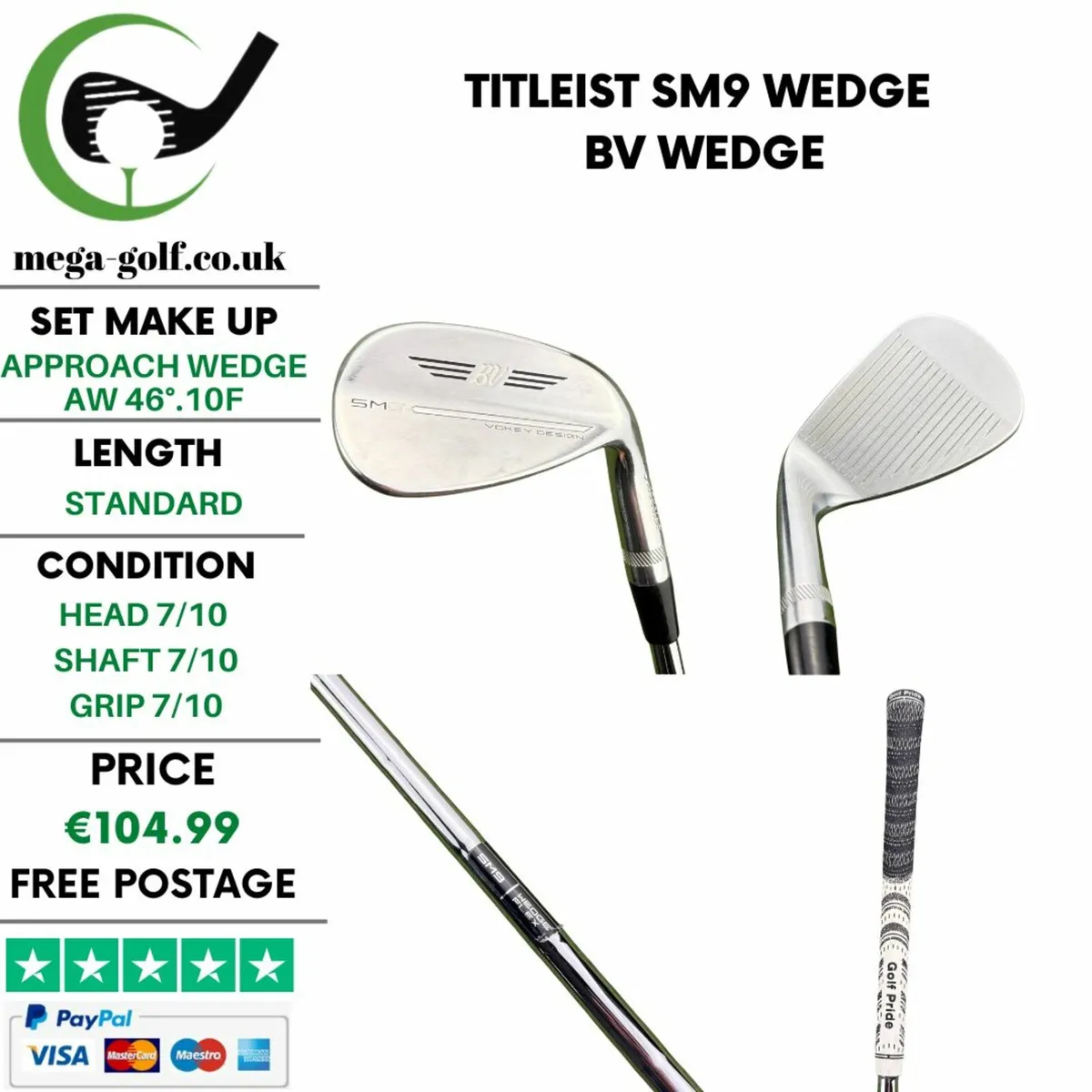 Titleist SM9 Wedge Aw 46°.10F / Bv Wedge - Image 1